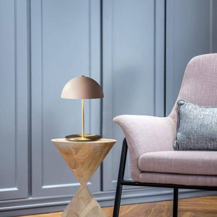 Lampe à poser design LED avec socle doré et abat-jour style Mushroom - vue 4 sur 6