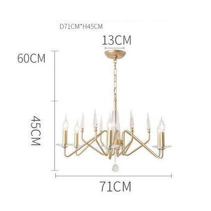 Lustre design LED avec branches dorées et lampes bougies Crystal - vue 5 sur 8