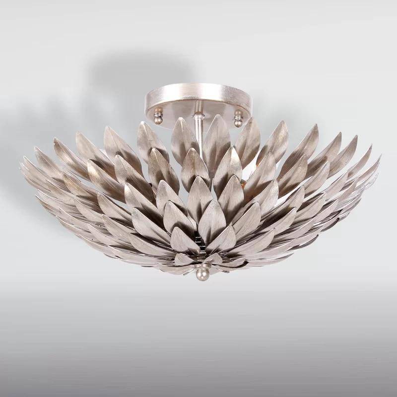 Plafonnier design LED avec imitation métal style fleurs - vue 3 sur 3