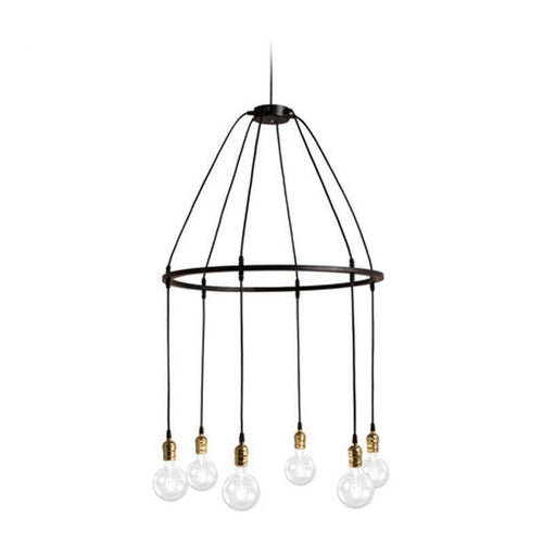 Suspension industrielle LED avec plusieurs ampoules rétro