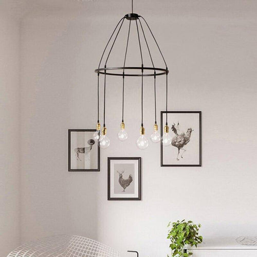 Suspension industrielle LED avec plusieurs ampoules rétro