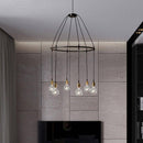 Suspension industrielle LED avec plusieurs ampoules rétro