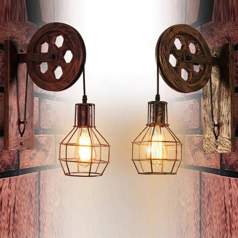 Applique murale rétro LED avec cage en métal industrielle - vue 2 sur 5