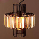 Suspension retro LED avec abat-jour en métal et verre Cristal
