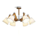 Lustre retro LED avec plusieurs abat-jours tissu vintage