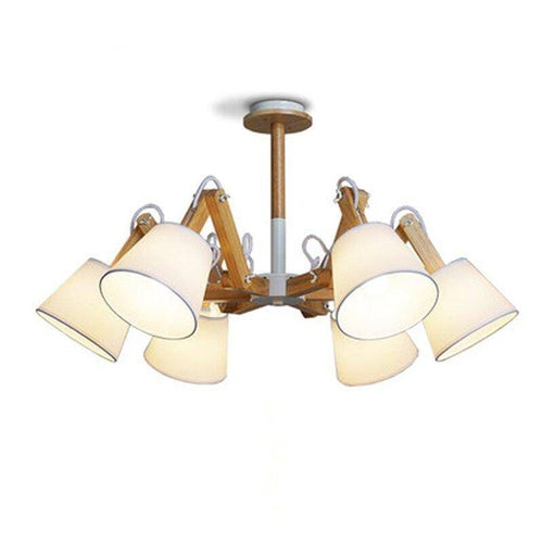 Lustre retro LED avec plusieurs abat-jours tissu vintage