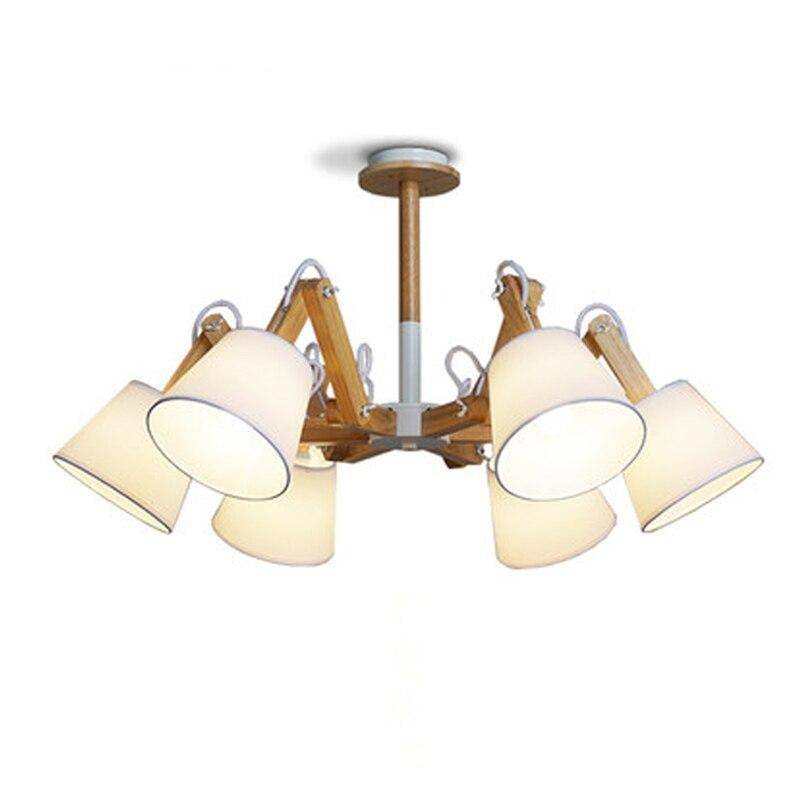 Lustre retro LED avec plusieurs abat-jours tissu vintage
