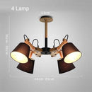 Lustre retro LED avec plusieurs abat-jours tissu vintage