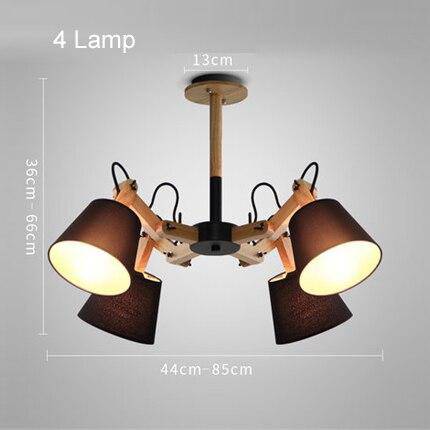 Lustre retro LED avec plusieurs abat-jours tissu vintage