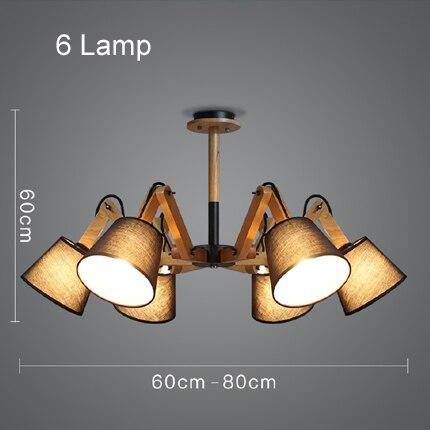 Lustre retro LED avec plusieurs abat-jours tissu vintage - vue 6 sur 6