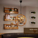 Suspension rustique LED avec cercle de cordage