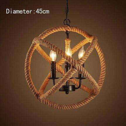 Suspension rustique LED avec cercle de cordage - vue 6 sur 6