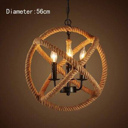 Suspension rustique LED avec cercle de cordage - vue 5 sur 6