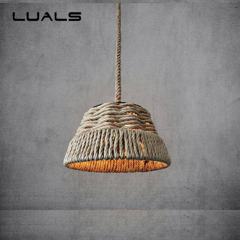 Suspension rustique LED avec abat-jour cordage - vue 3 sur 4