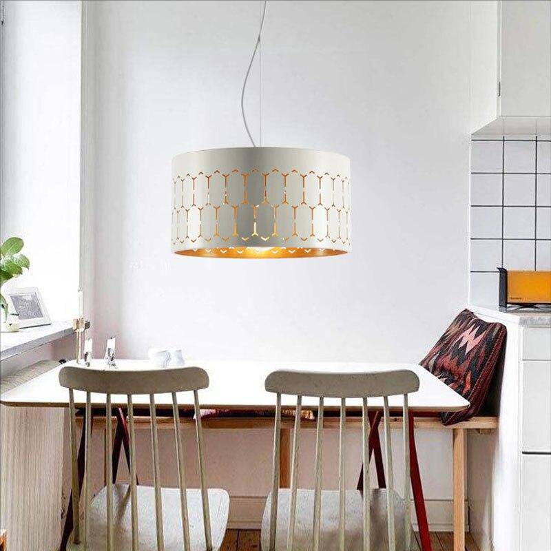 Suspension design LED avec abat-jour retro arrondi en métal - vue 5 sur 12
