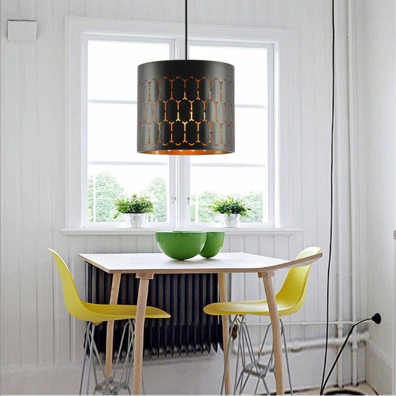 Suspension design LED avec abat-jour retro arrondi en métal - vue 3 sur 12