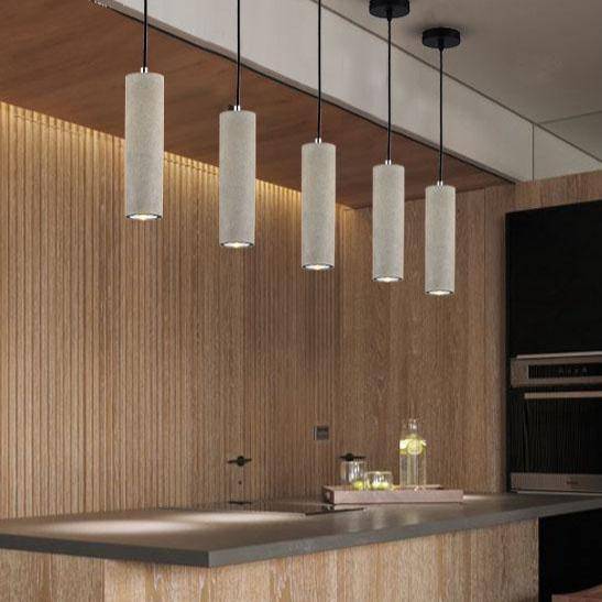 Suspension design LED allongée en ciment gris - vue 7 sur 8