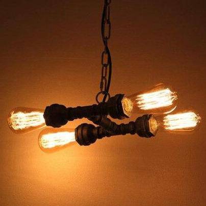 Suspension industrielle LED en métal avec ampoules style retro - vue 6 sur 5