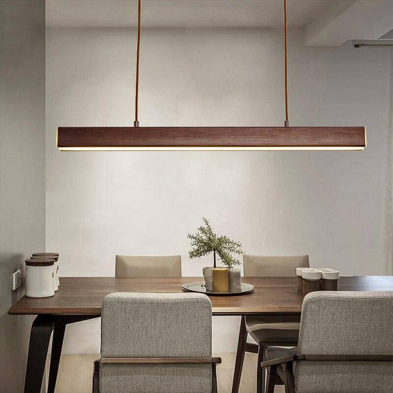 Suspension moderne LED allongé imitation bois - vue 9 sur 9
