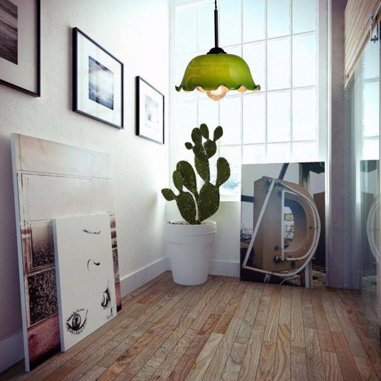 Suspension retro LED avec abat-jour aux bords courbés - vue 3 sur 9