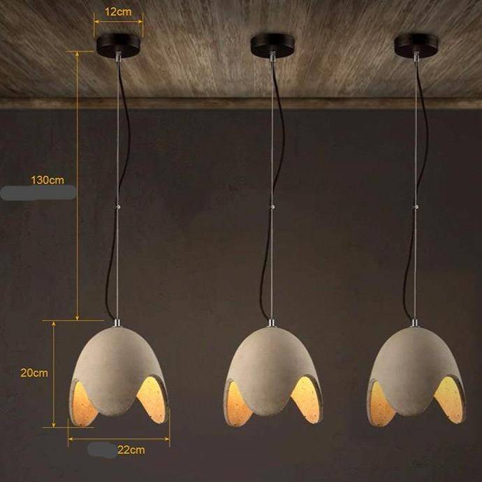 Suspension en ciment LED avec abat-jour arrondi gris - vue 5 sur 4