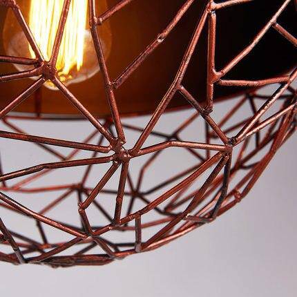 Suspension design LED avec abat-jour métal arrondi et ampoule Edison - vue 7 sur 6