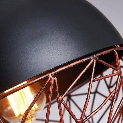 Suspension design LED avec abat-jour métal arrondi et ampoule Edison - vue 6 sur 6