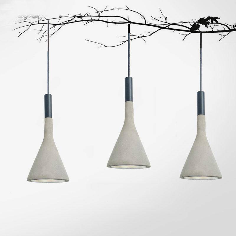 Suspension design LED avec abat-jour conique en ciment - vue 5 sur 9