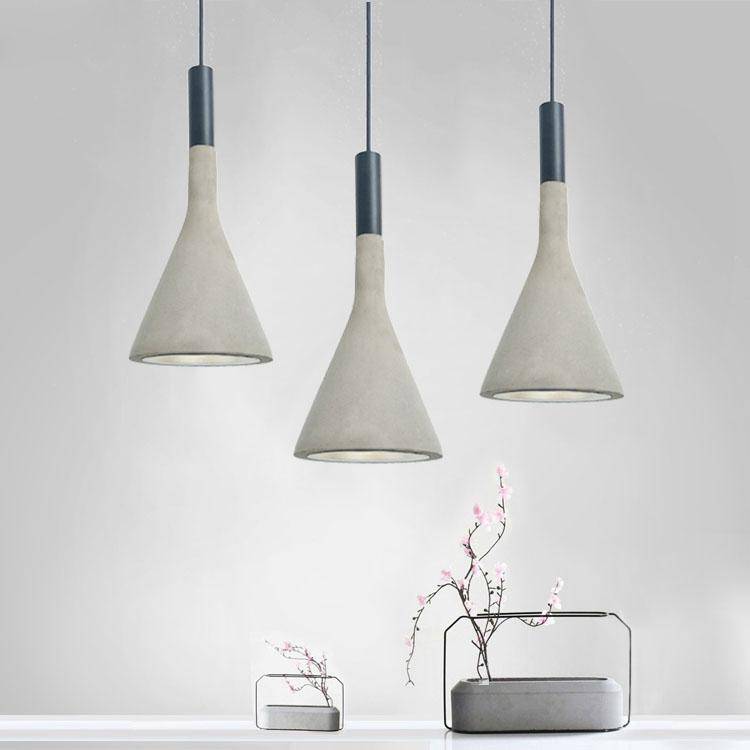 Suspension design LED avec abat-jour conique en ciment - vue 3 sur 9