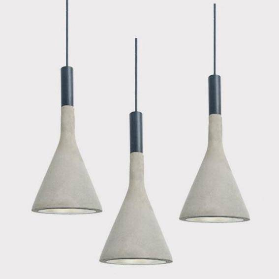 Suspension design LED avec abat-jour conique en ciment - vue 6 sur 9