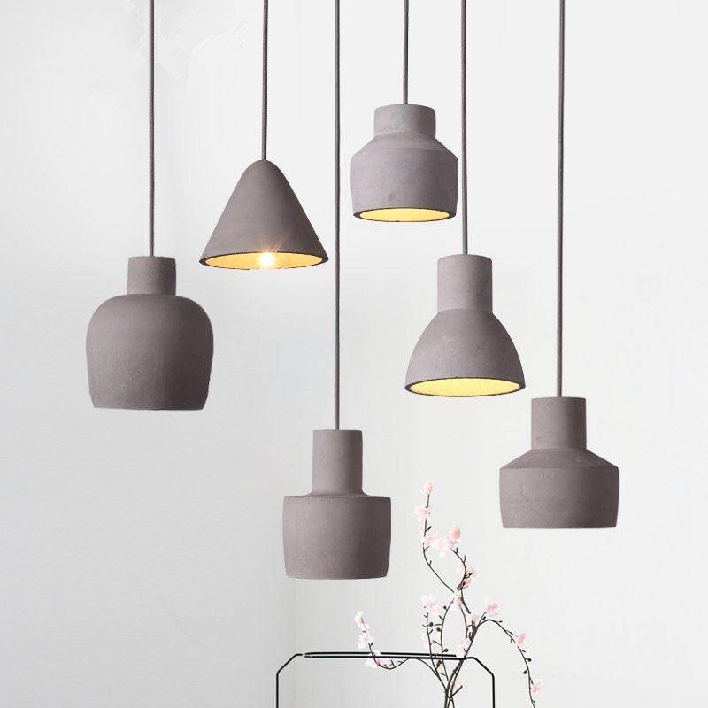 Suspension design à LED avec abat-jour arrondie en ciment - vue 4 sur 11