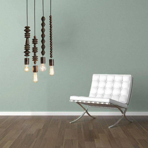 Suspension retro en bois avec ampoule Edison