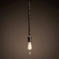 Suspension retro en bois avec ampoule Edison