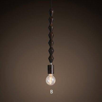 Suspension retro en bois avec ampoule Edison - vue 8 sur 8