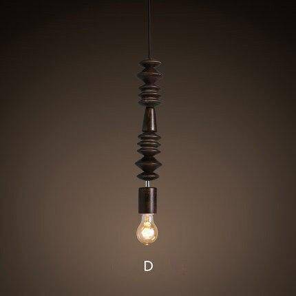 Suspension retro en bois avec ampoule Edison - vue 7 sur 8