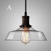 Suspension retro LED avec abat-jour en verre et ampoule Edison