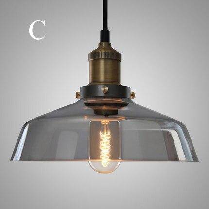 Suspension retro LED avec abat-jour en verre et ampoule Edison - vue 8 sur 12