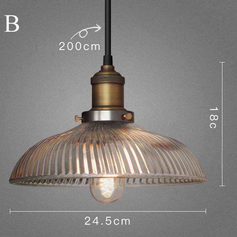 Suspension retro LED avec abat-jour en verre et ampoule Edison - vue 10 sur 12
