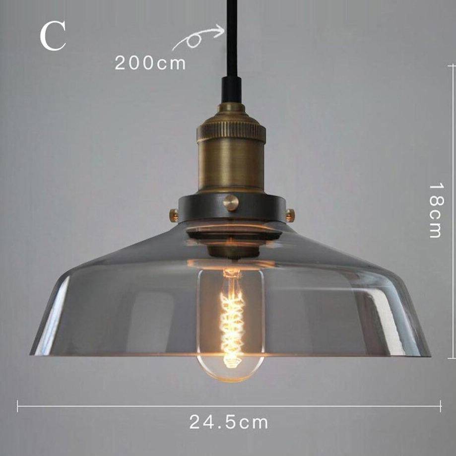 Suspension retro LED avec abat-jour en verre et ampoule Edison - vue 9 sur 12