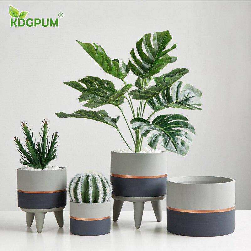 Cache-pot sur pied bas design effet ciment Ultra - vue 5 sur 12