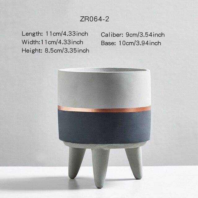 Cache-pot sur pied bas design effet ciment Ultra - vue 10 sur 12