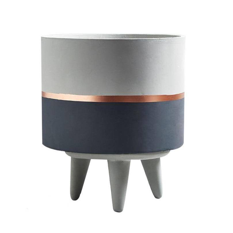 Cache-pot sur pied bas design effet ciment Ultra - vue 12 sur 12