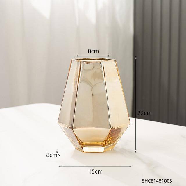 Vase design doré aux formes géométriques Luxury - vue 9 sur 11