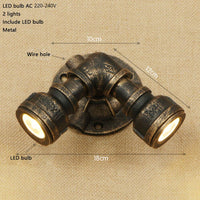 Applique murale retro LED style tuyau métallique Tino