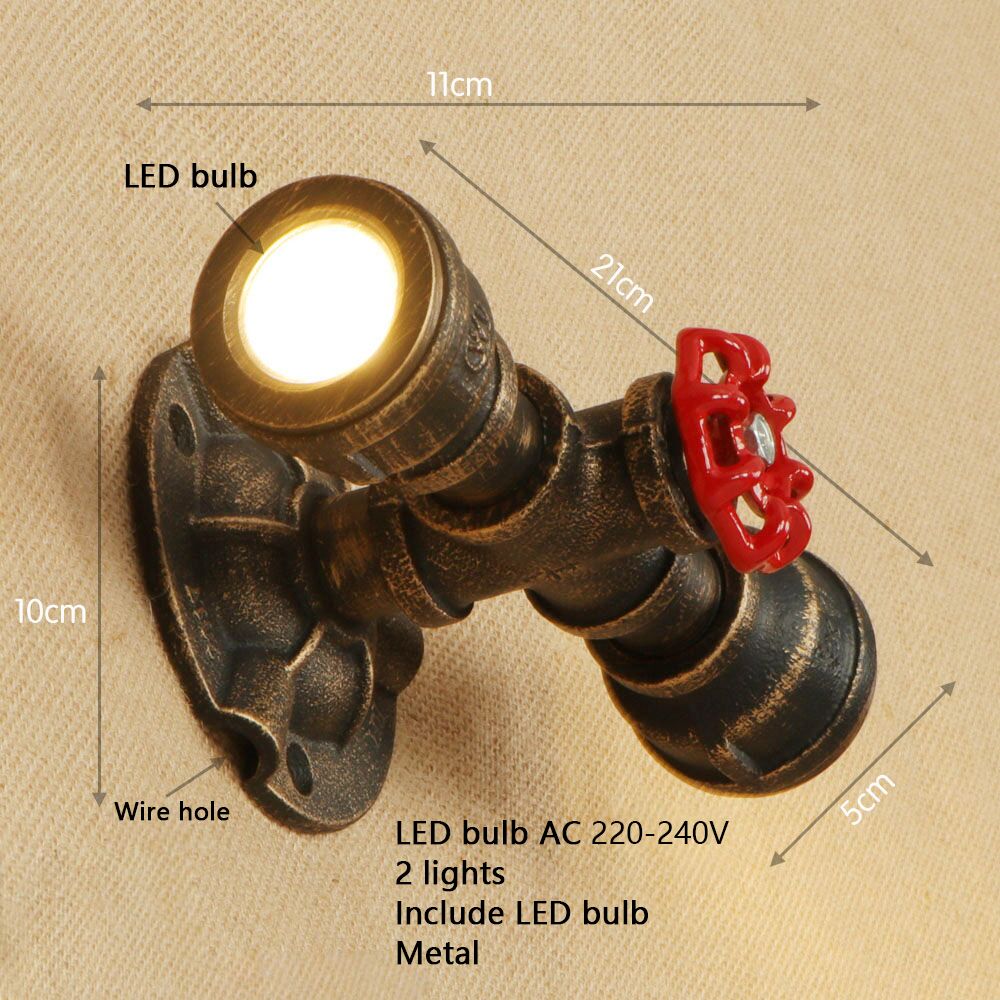 Applique murale retro LED style tuyau métallique Tino - vue 14 sur 14
