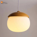 Suspension moderne LED avec abat-jour arrondi en bois style Marla