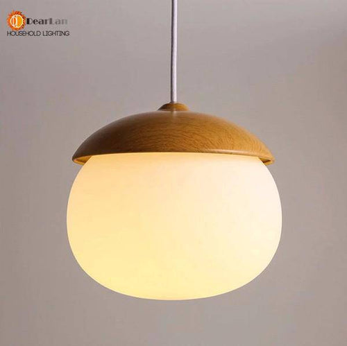 Suspension moderne LED avec abat-jour arrondi en bois style Marla
