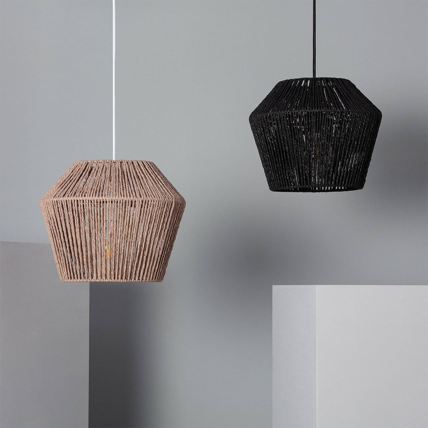 Suspension design à LED avec abat-jour papier tressé Loft - vue 3 sur 5