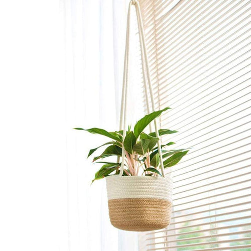 Cache-pots suspendu en osier style scandinave