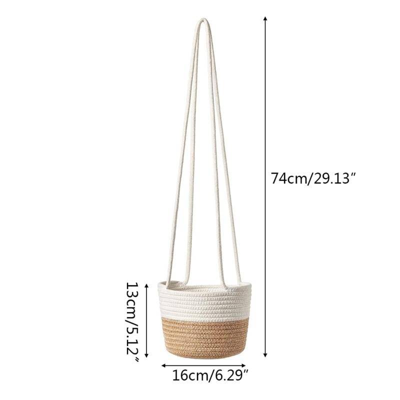 Cache-pots suspendu en osier style scandinave - vue 7 sur 7